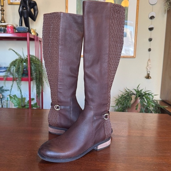 Cole Haan Shoes - Cole Haan Isabell Stretch Riding Boot Chestnut Brown Leather Low Block Heel | 6